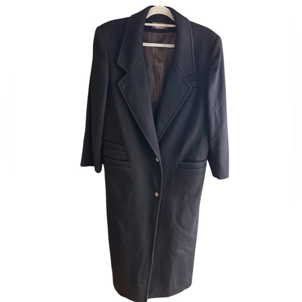 London Fog vintage Tempo Europa black overcoat Sz 6 Reg.